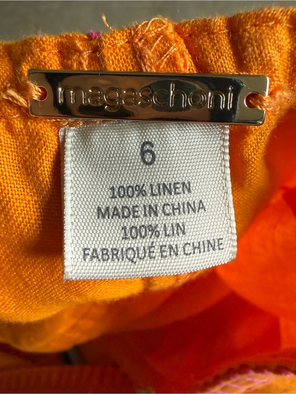 GORGEOUS! 100% linen Magaschoni two-piece cropped blouse and skirt set - Picture 6 of 6